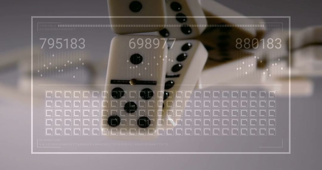 Dynamic Domino Effect with Digital Data Overlay
