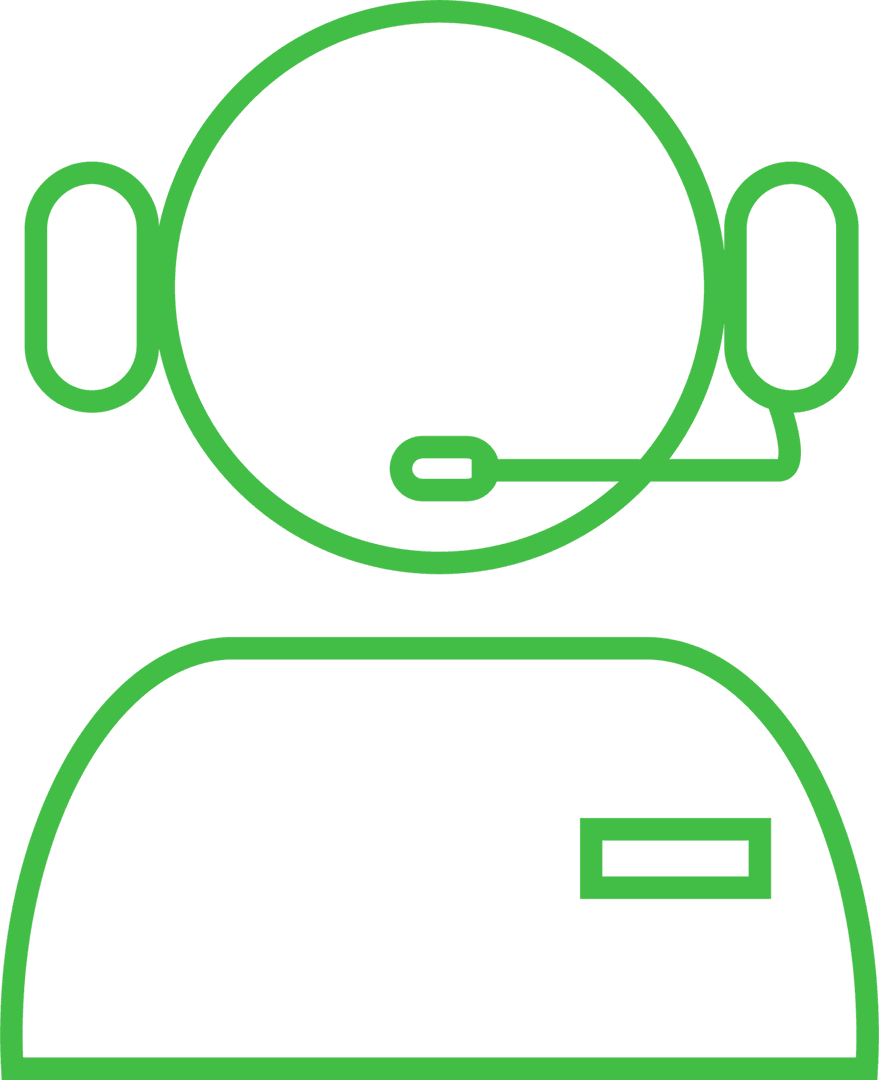 Green Outline Photo of Call Center Icon Transparent Background