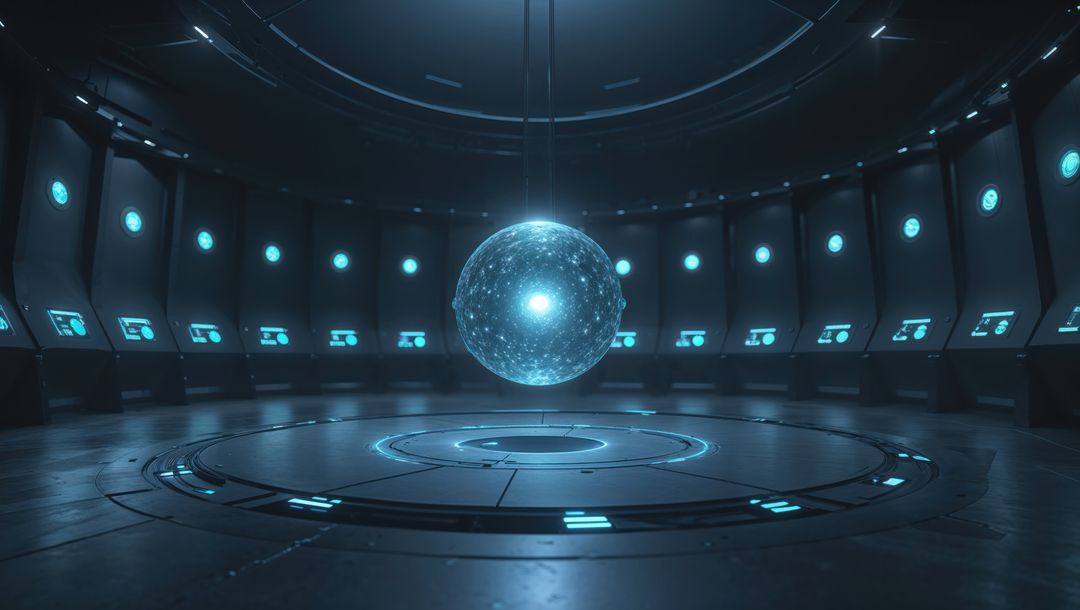 Spherical Hologram in Futuristic Command Center