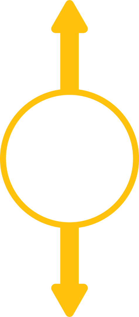 Vector Yellow Arrow with Circle on Transparent Background