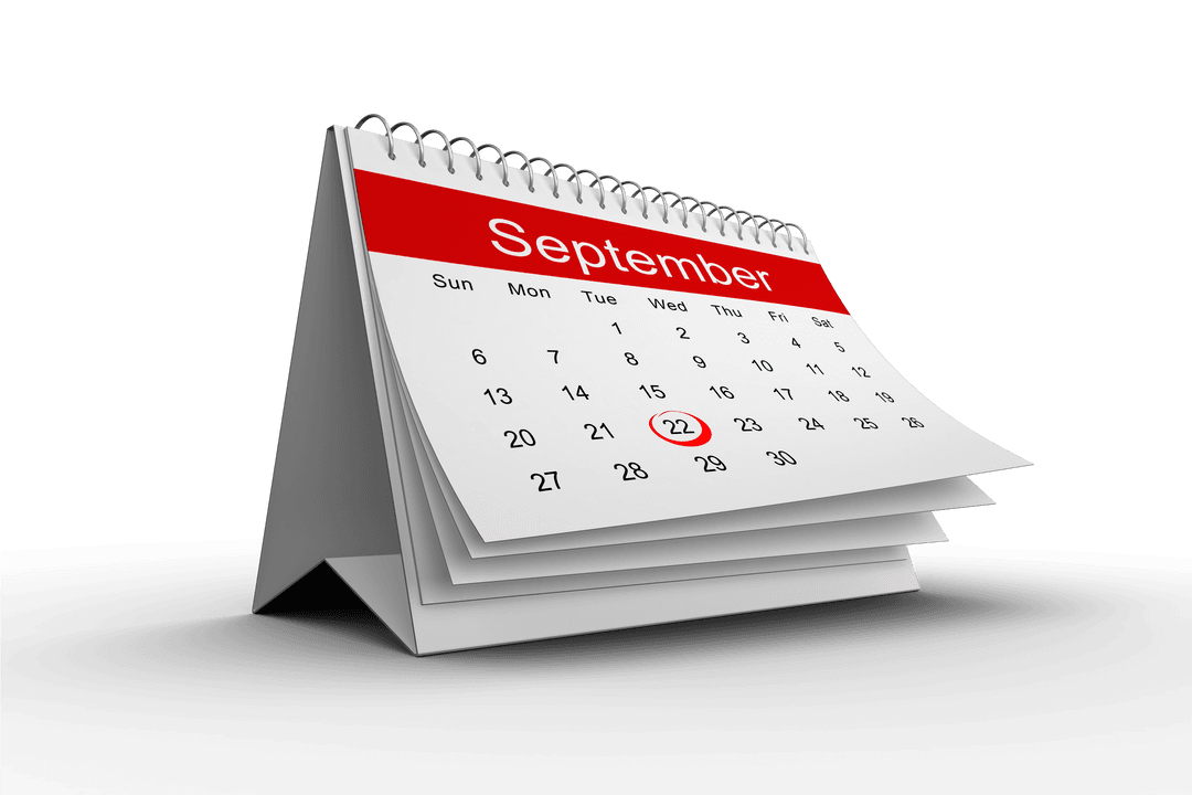 Transparent September Calendar with Focus on Date Highlight