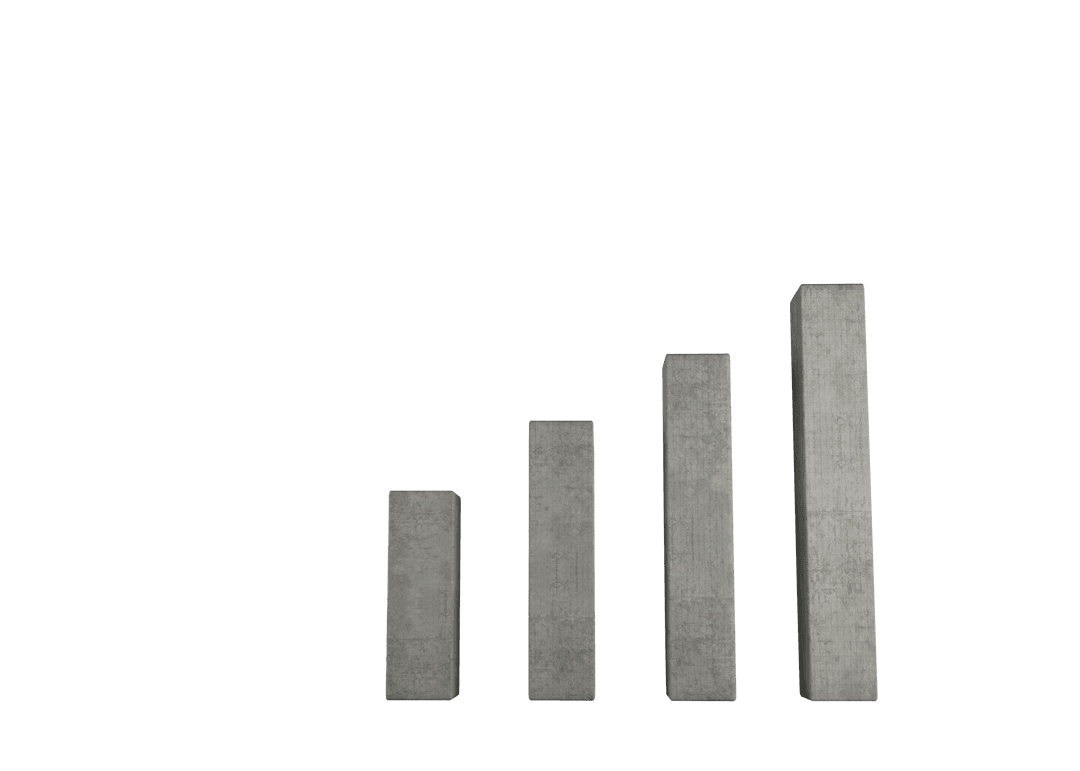 Transparent Gray Concrete Blocks in Bar Graph Structure
