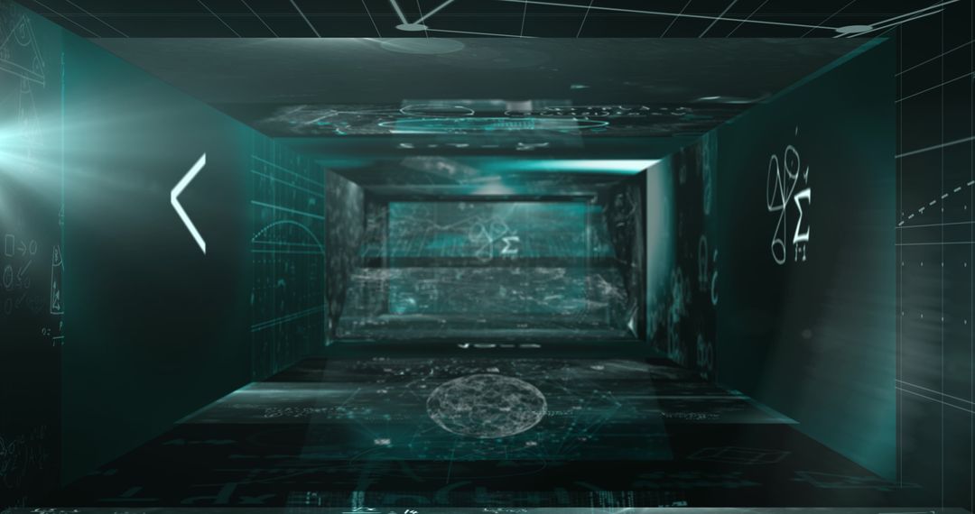 Abstract Virtual Space with Data Nodes and Digital Screens - Free Images, Stock Photos and Pictures on Pikwizard.com