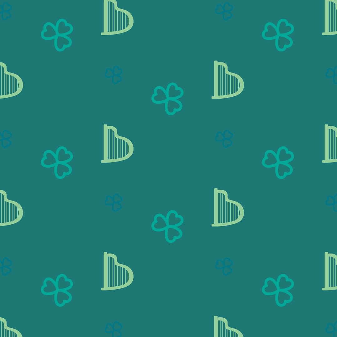 Transparent St. Patrick's Day Green Shamrocks and Harps