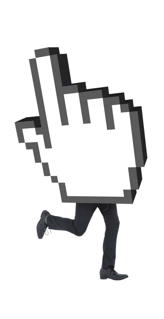 Running Pixel Cursor with Human Legs Transparent Background