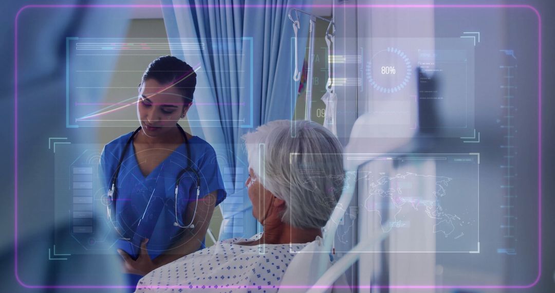 Doctor Monitors Patient with Advanced Digital Interface