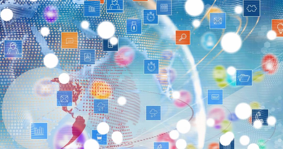 Global Digital Interface with Media and Technology Icons