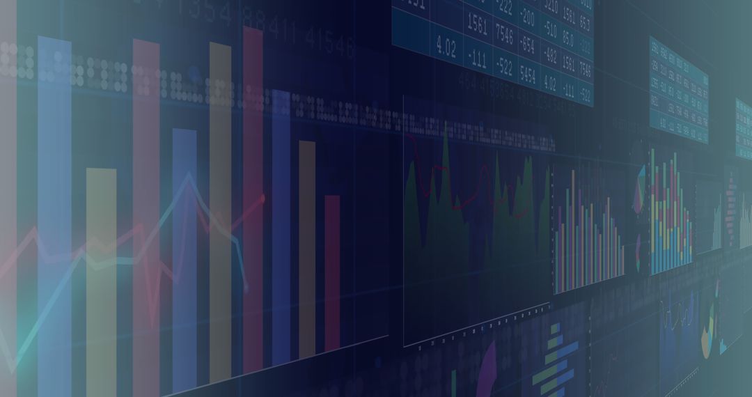 Abstract Financial Graph Display on Dark Background