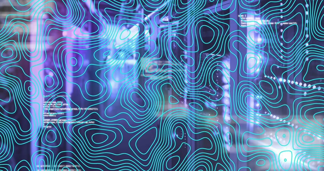 Digital Interface with Flowing Data Patterns over Servers - Free Images, Stock Photos and Pictures on Pikwizard.com