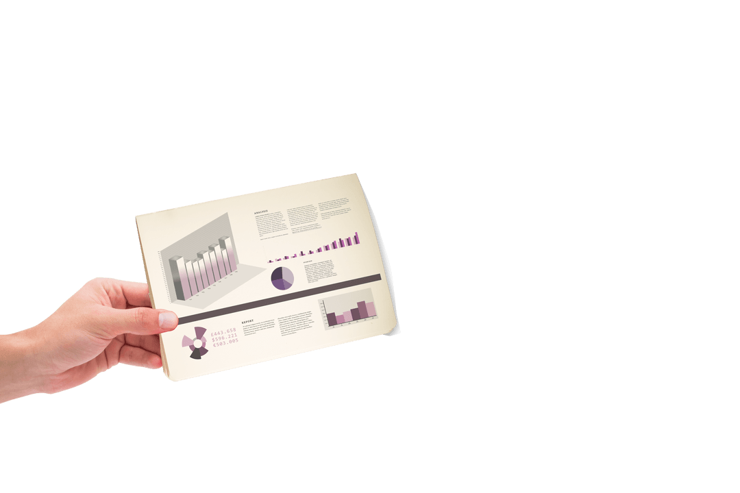 Transparent Digital Hand Holding Business Chart and Graph