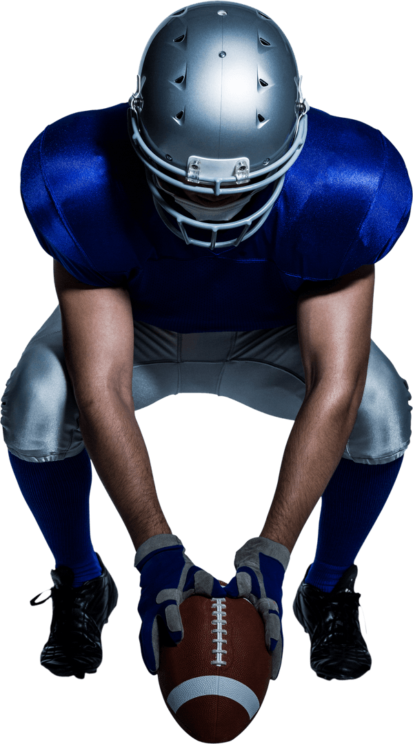 Transparent American Football Player in Action Pose on Field
