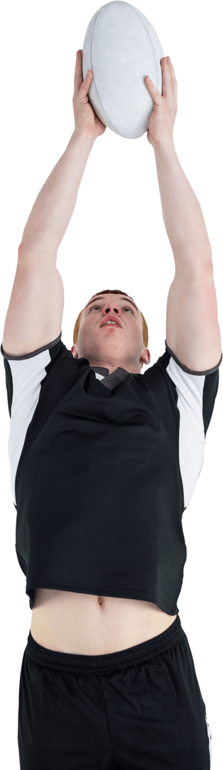 Athlete Catching Rugby Ball Transparent Background