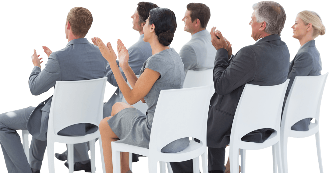 Professional Business Audience Applauding on Transparent Background