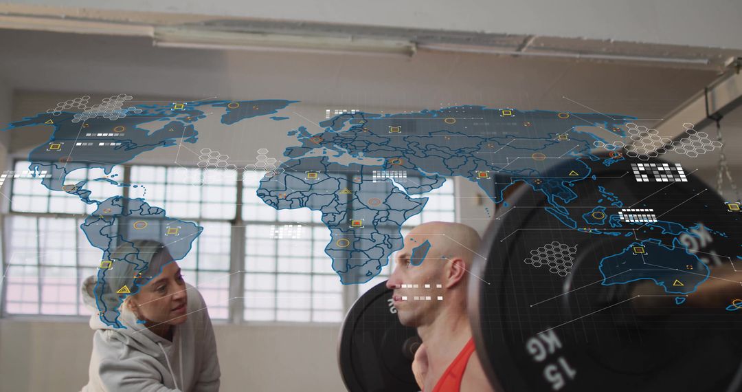 Strength Training Equipped with Digital Analytics Overlay in Gym