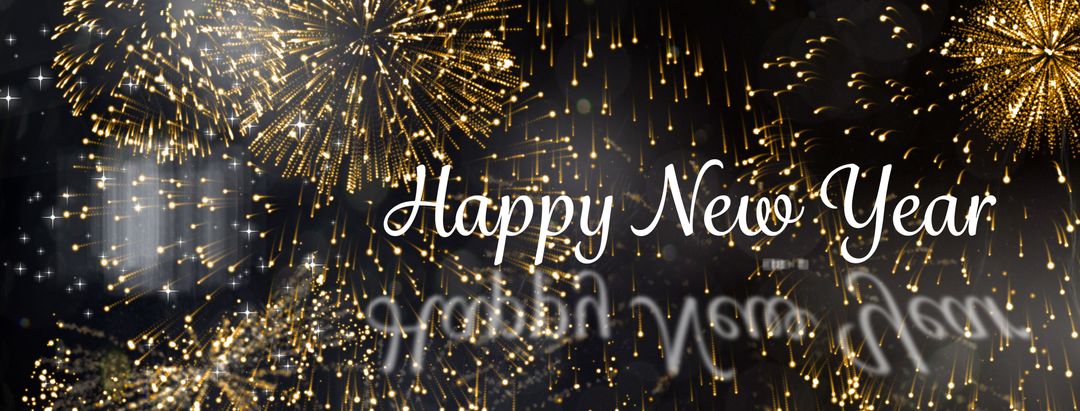 Golden Fireworks Display Celebrating New Year's Eve