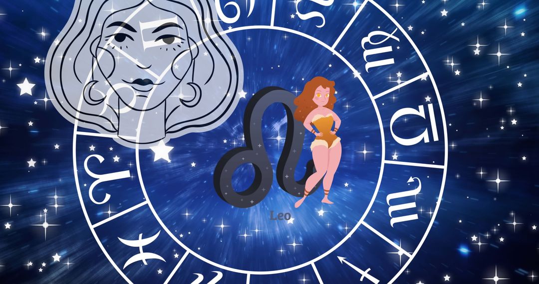 Creative Representation of Leo Zodiac with Astrological Symbols