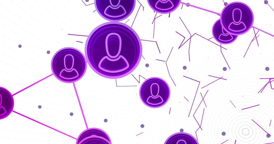 Purple User Icons Connecting in Digital Network