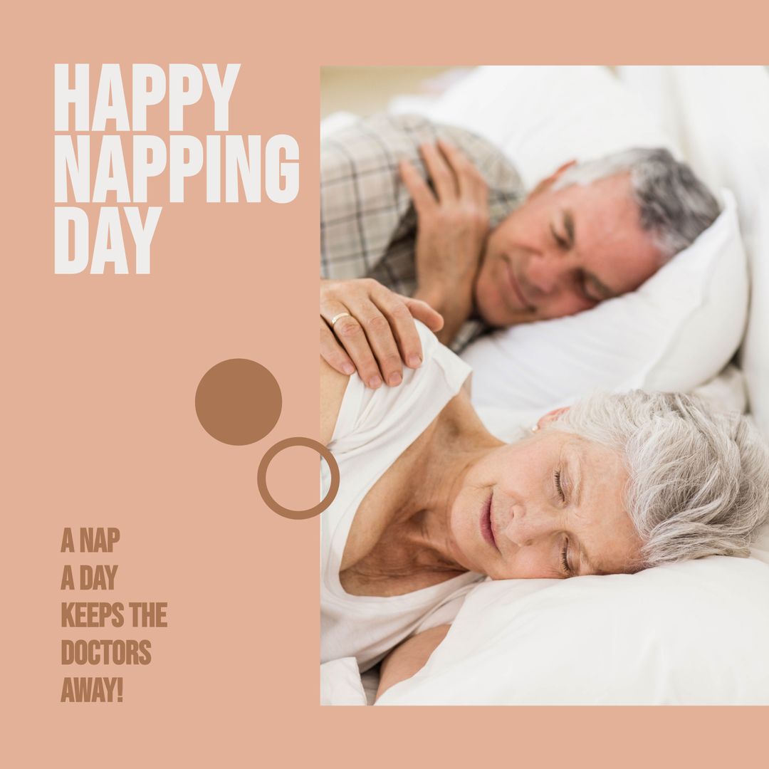 Senior Couple Enjoying Napping Day Celebration in Bed