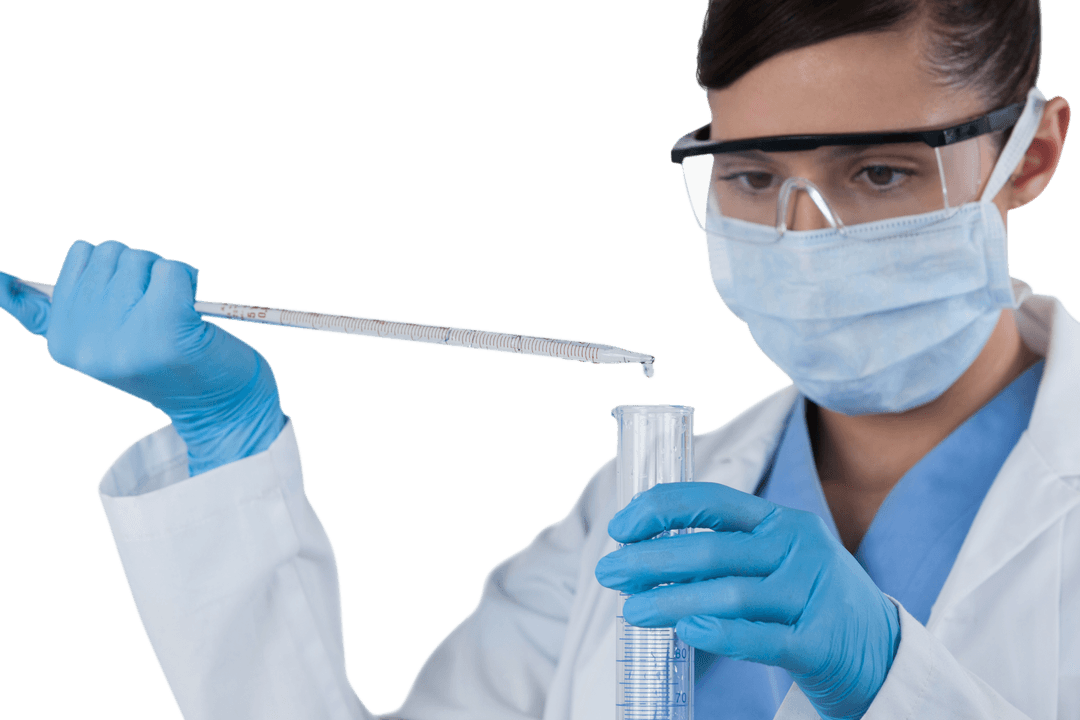 Transparent Female Scientist Conducting Laboratory Experiment