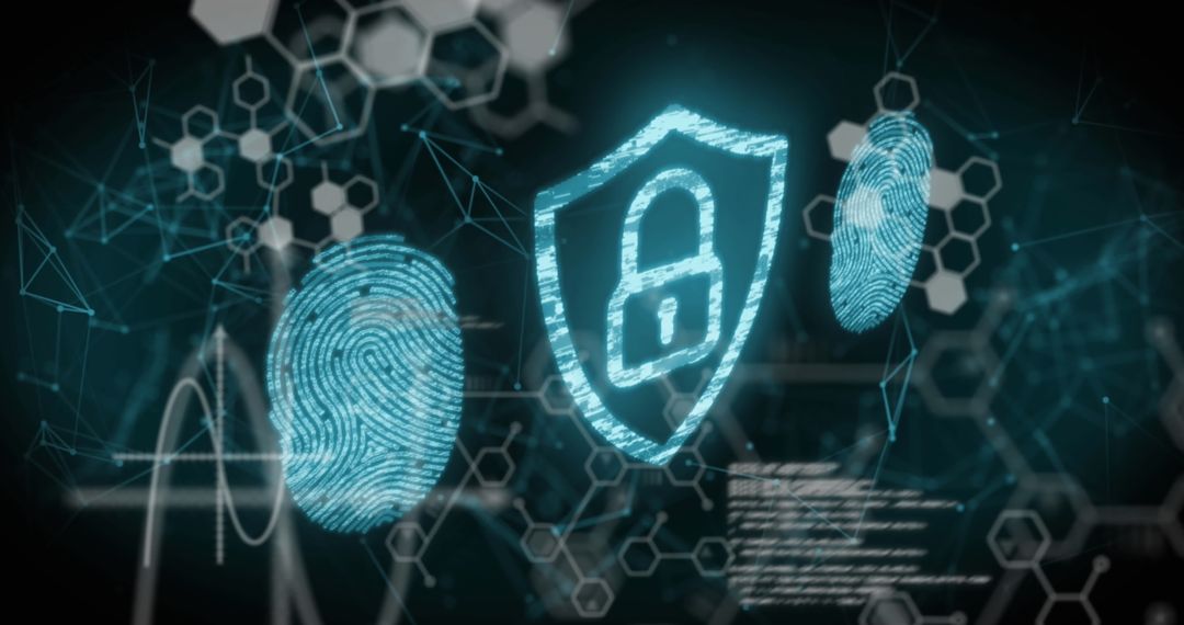 Digital Security Concept with Lock and Fingerprint