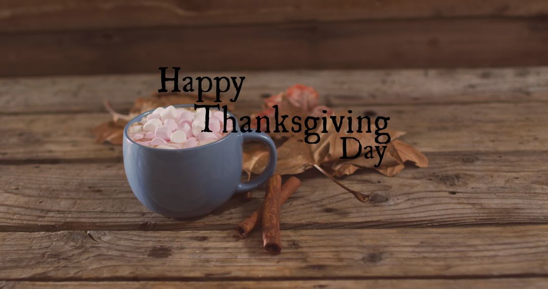 Warm Thanksgiving Cocoa with Leaves and Cinnamon Sticks
