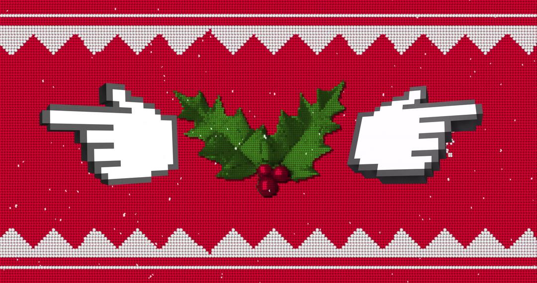 Retro Christmas Sweater Design with Pixel Art Hands and Mistletoe - Free Images, Stock Photos and Pictures on Pikwizard.com