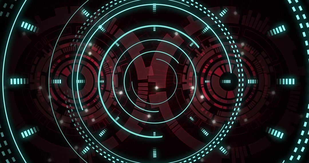 Futuristic Neon Data Processing Interface with HUD Elements