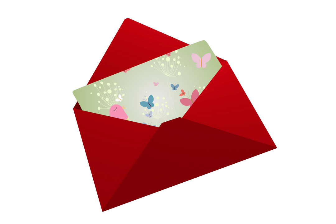 Transparent Red Envelope with Butterfly Card Inside Simple Background - Download Free Stock Images Pikwizard.com