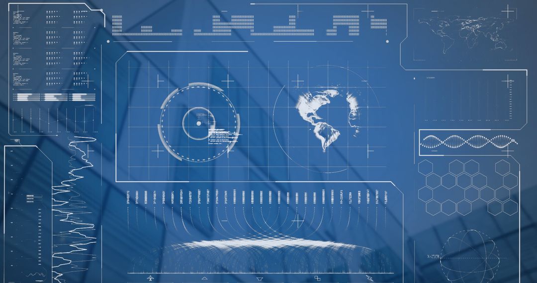 Futuristic Data Interface Over Tall Urban Structures