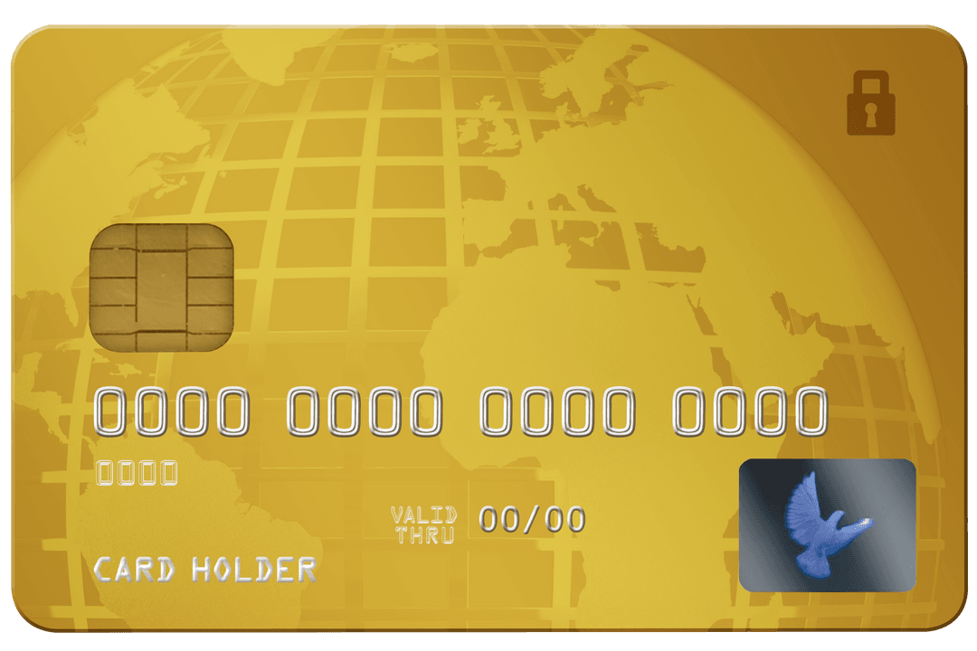 Gold Credit Card Isolated on Transparent Background