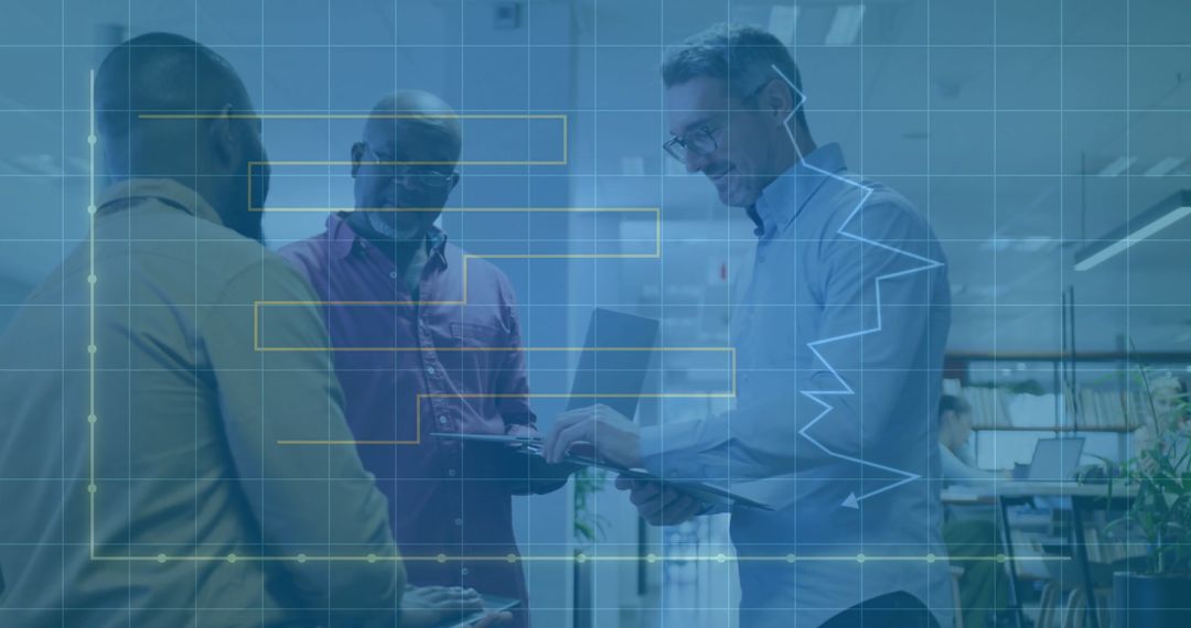 Team Collaborating on Financial Data Analytics in Modern Office