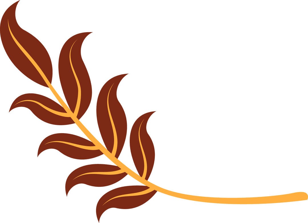 Minimalistic Red-Leaf Branch on Transparent Background