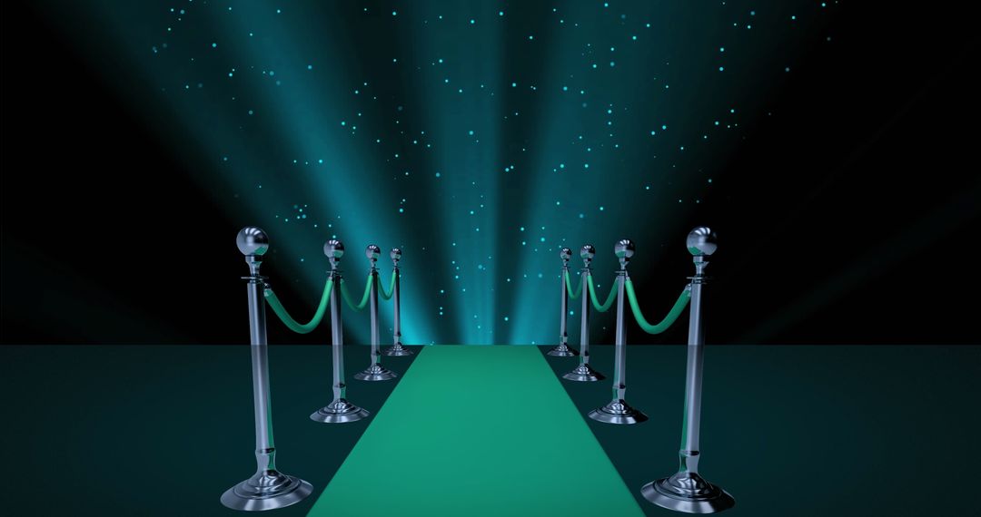 Glamorous Entrance with Green Carpet and Starry Night Background - Free Images, Stock Photos and Pictures on Pikwizard.com