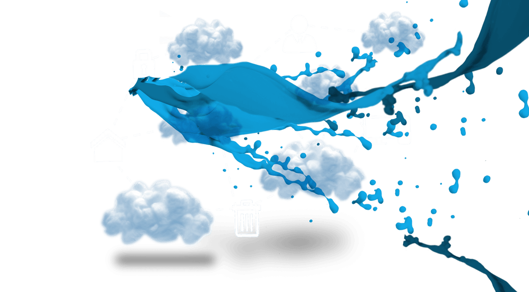 Abstract Blue Swirl on Transparent Background with Icons