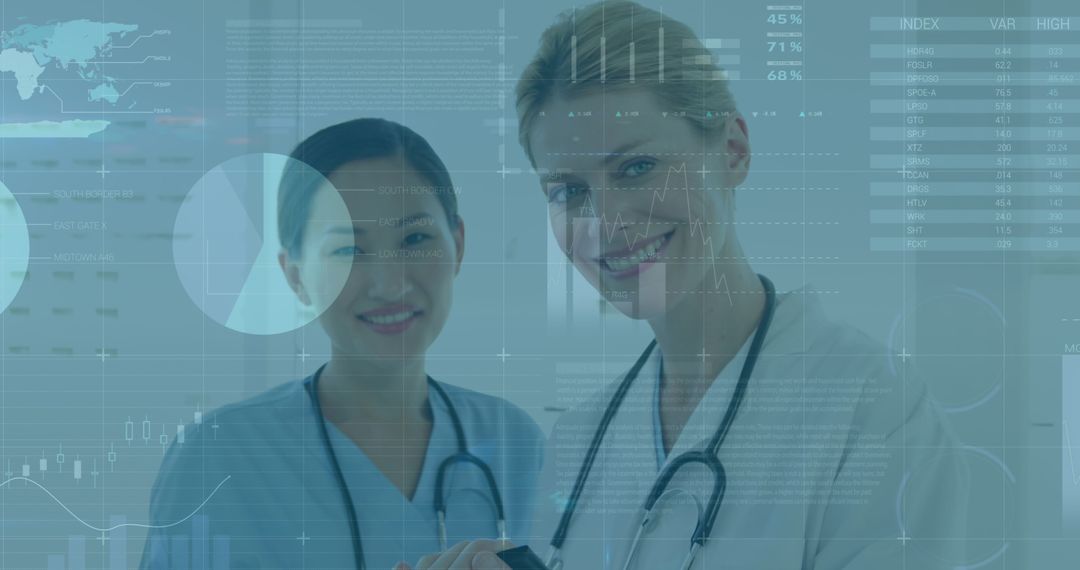 Doctors Analyzing Digital Healthcare Data Analytics