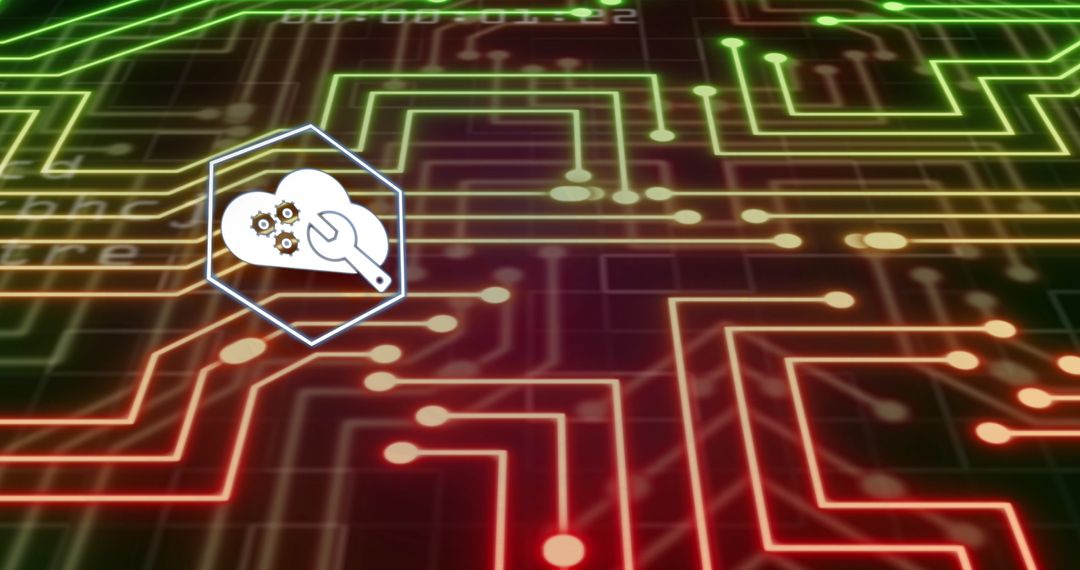 Digital Interface with Business Network and Cloud Icons