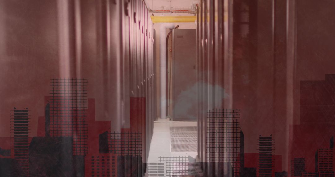 Futuristic Blend of Cityscape and Server Technology