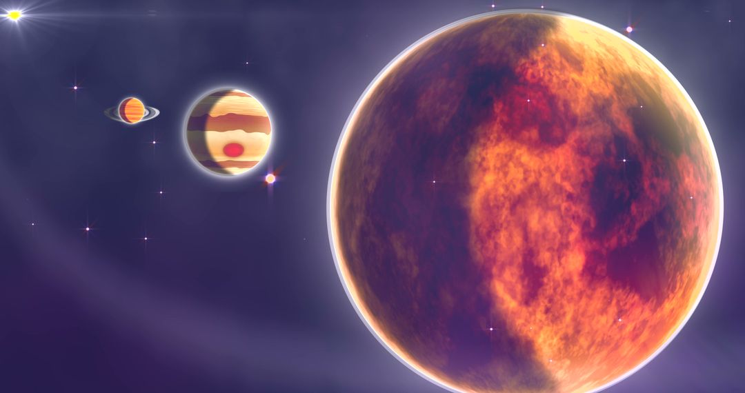 Digitally Rendered Planets in Mystic Solar System View