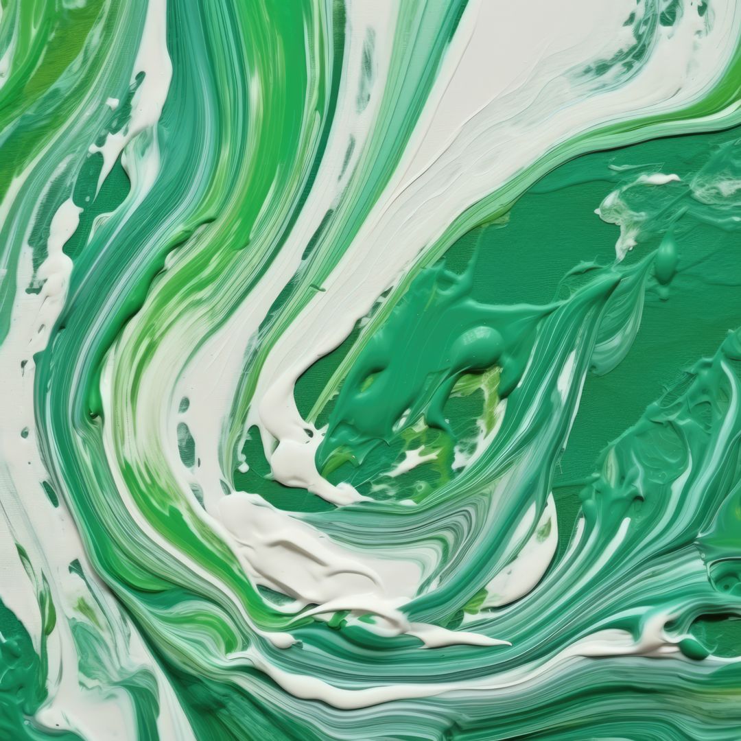 Abstract Green and White Acrylic Paint Swirls - Free Images, Stock Photos and Pictures on Pikwizard.com