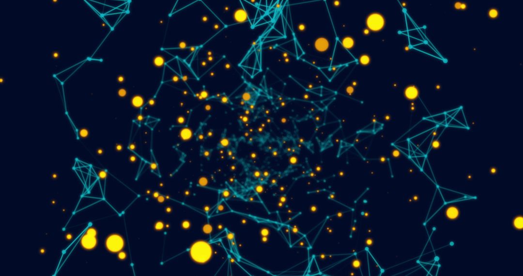 Abstract Neural Network with Glowing Yellow Nodes on Dark Background