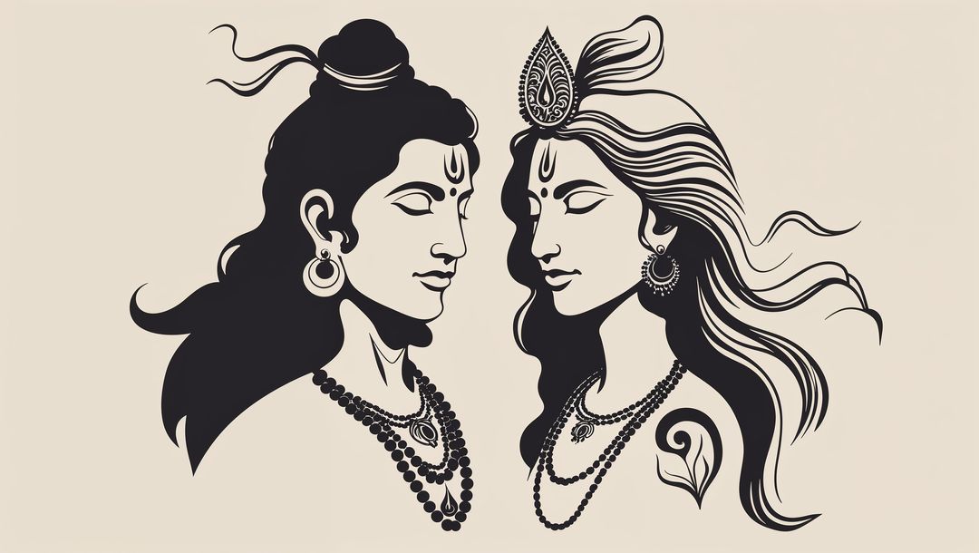 Sacred Representation of Blessed Deities in Contemplative Gaze on Canvas