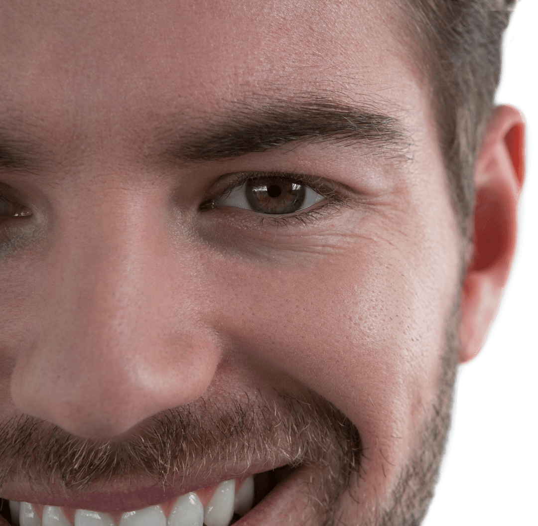 Transparent Close-Up of Smiling Man Partially