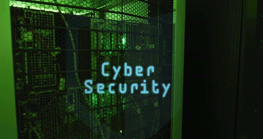 Cyber Security Concept in Data Center with Glowing Servers