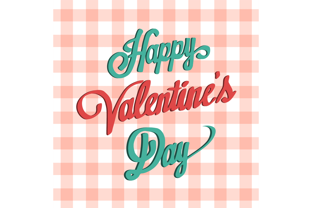 Happy Valentine's Day Text with Retro Typography on Transparent Background