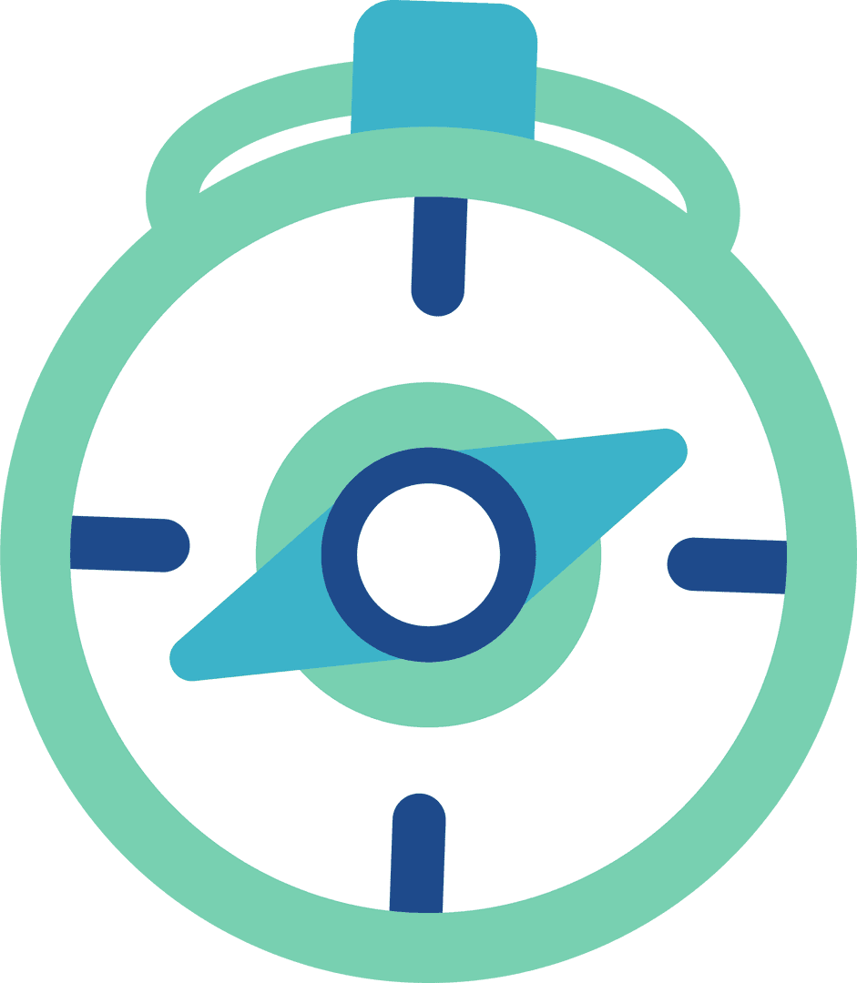Minimalist Transparent Compass Icon with Green Rim and Blue Details