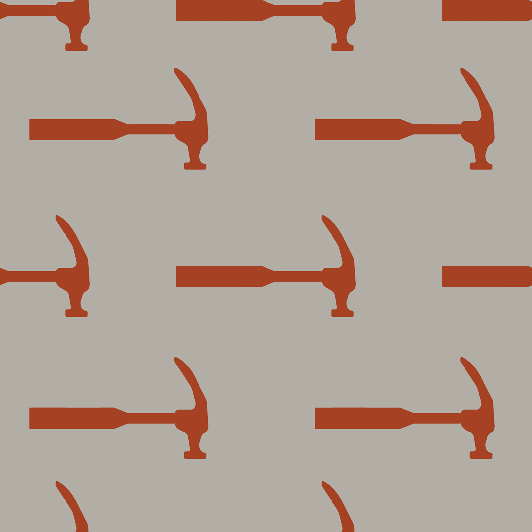 Transparent Red Hammers Pattern on Gray Background Illustration
