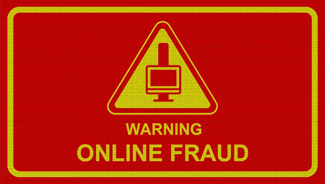 Online Fraud Warning Graphic with Digital Alert Symbol