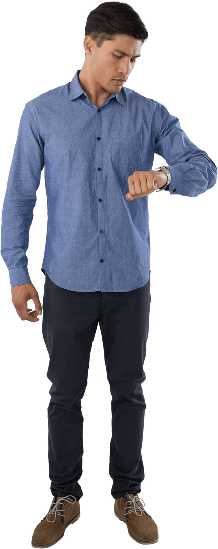 Transparent Full Length Businessman Checking Time