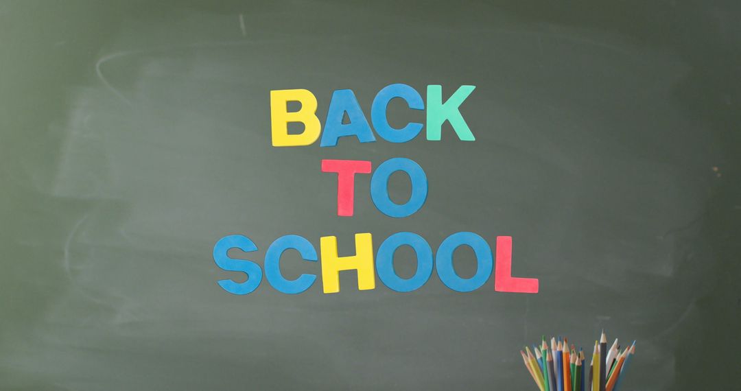 Colorful Back to School Text on Chalkboard