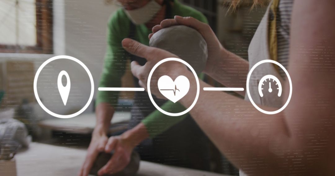 Pottery Craft with Overlay of Digital Media Icons